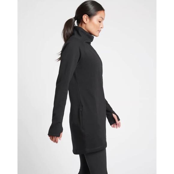 Athleta Women’s Small Black Cozy Karma Asym Sweatshirt Dress - Picture 2 of 9